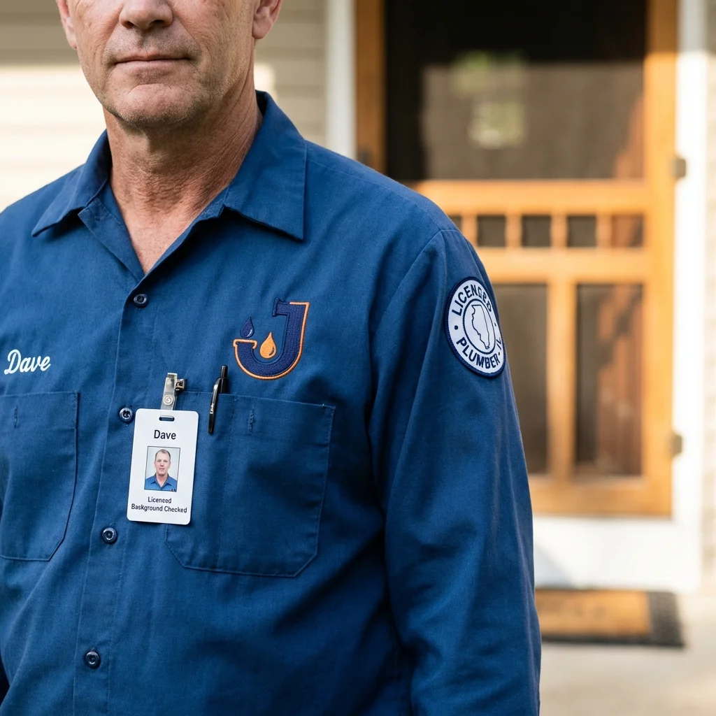 Licensed plumber showing ID badge in Granville, IL